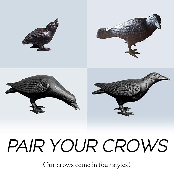 NACH Cast Iron Crow Statue, Head to Side Raven, Large Garden Statues, Crow Garden Sculpture, Bird Figurines Home Decor, Crow Decor, Raven Decor, Black Bird Statue, 4 x 11 x 6.5 inches, JS-90-7115