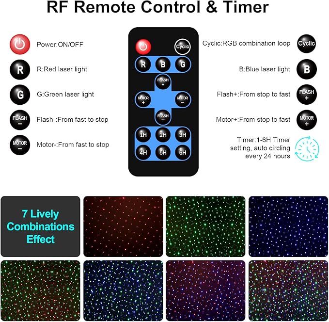 Laser Christmas Projector Lights Outdoor,Moving RGB Laser Projection Light,Firefly Light Show with RF Control,Waterproof Holiday Projector for Halloween Camping Garden Patio Decoration & Gift