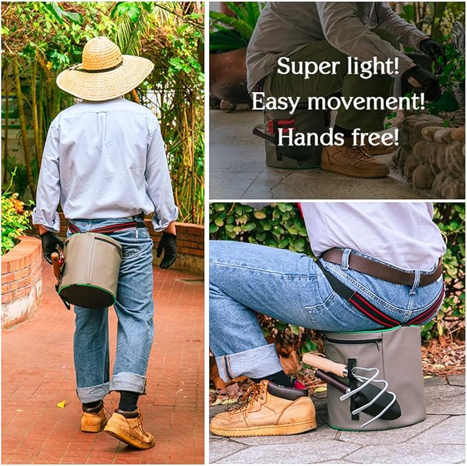 Garden Wearable Stool Gardening Cushion Lightweight Chair Work Seat Outdoor Portable Adjustable Gifts Elderly Mother Father Grandparents Seniors Gardener Outside Planting Farming Fishing Camping
