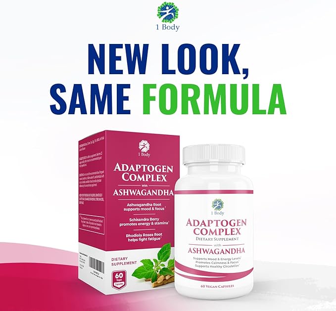 1 Body Ashwagandha Complex Supplement 60 Vegan