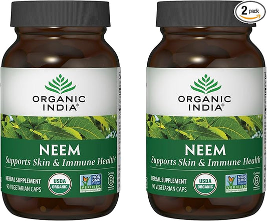 ORGANIC INDIA Neem Leaf Capsules, Herbal Supplement 180 Capsules