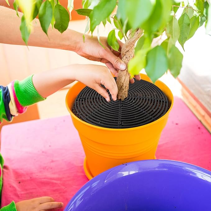 4 Pcs Plant Pot Grid Soil Protector Covers Cuttable Flower Protector 1 from Animals 20.5" 11.8" Cat Digging Stopper Plant Pot Cover with Stakes for Indoor Outdoor Gardening(Black)