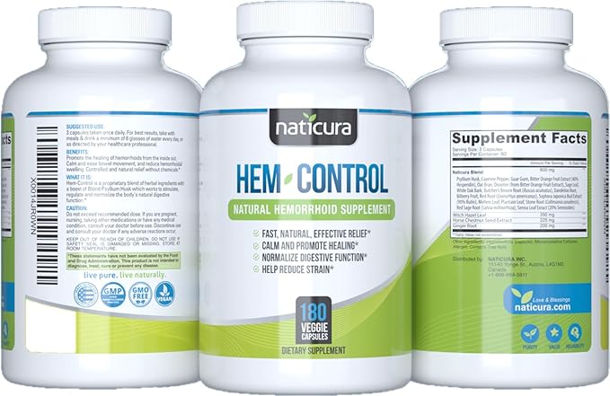 Hem-Control - Fast Effective Hemorrhoid Treatment 180 Vegan