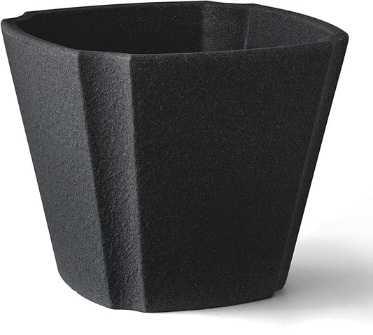 ARBORA 16" Monaco Square Polyresin Indoor and Outdoor Planter with Classic Black Finish - Durable, Weatherproof, Lightweight, Large Plant Pot for Patio, Garden, Deck, Entryway