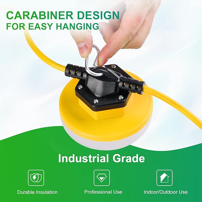 LEDIARY 100FT LED Construction String Lights, 150W 15000LM String Work Light, Linkable Jobsite Lights, Weatherproof Temporary Lighting Indoor&Outdoor, ETL Listed