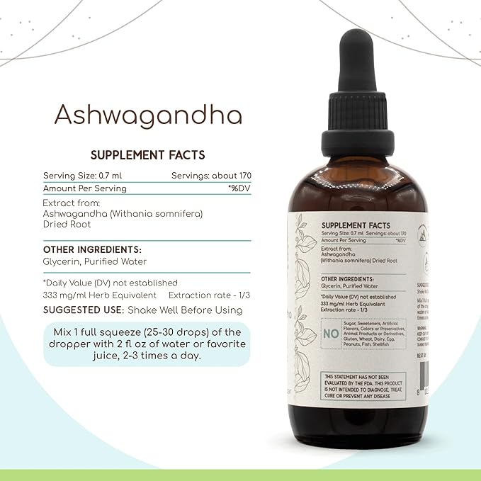 Ashwagandha B120 (2pcs) Alcohol-Free Herbal Extract (2x4 fl