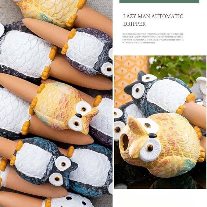 Self Watering Spikes, Self Watering Globes, Owl Shape Plant Watering Device, Terracotta Plant Watering Stakes, Automatic Watering Spikes for Indoor Outdoor Plants 4 Packs