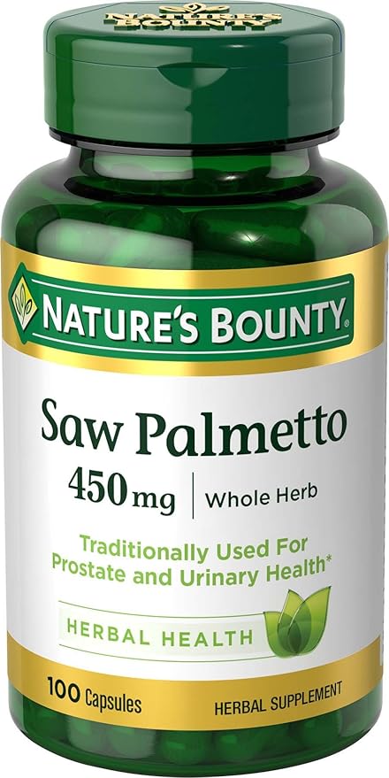Nature's Bounty Saw Palmetto, Herbal Health 450 mg, 100 Capsules