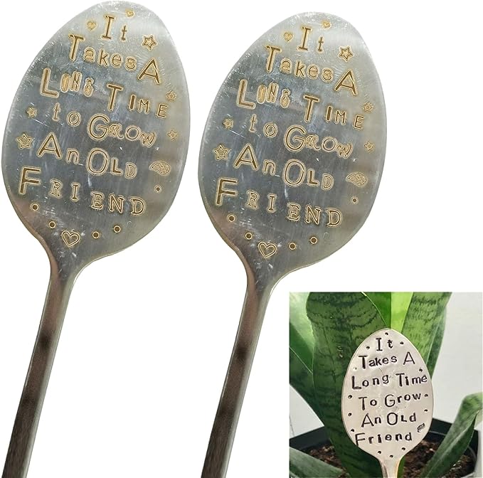 Garden Marker Friendship Gift, Garden Label Stake, Plant Marker Tag, Metal Garden Decoration Sign (2Pack)
