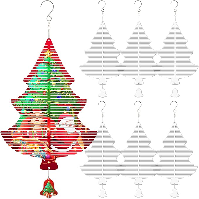 Sublimation Wind Spinner Blanks, 6 Pack 10 Inch 3D Aluminum Metal Hanging Wind Spinner Bulk for Garden Yard Outdoor, Window Porch Decoration for Heat Press Transfer DIY