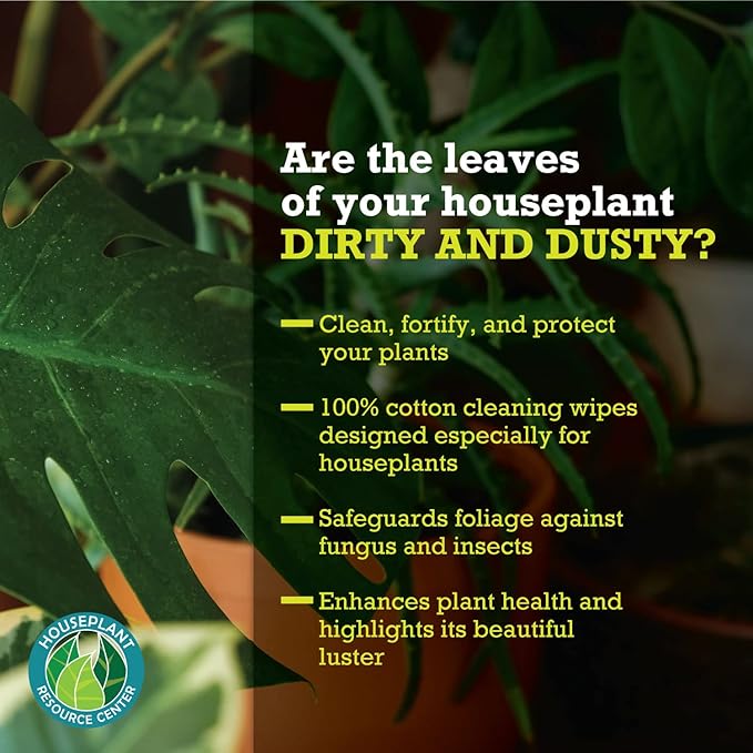 Leaf Cleaner Wipes for House Plants - Sparkling Leaf Shine for Indoor Plants - Houseplant Resource Center Plant Cleaning Wipes for Leaves - Root and Plant Duster Wipes (30 Count)