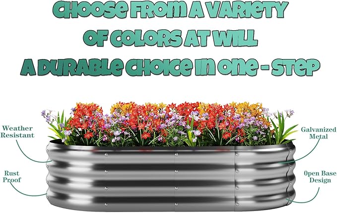 Galvanized Metal Planter Round Raised Garden Bed Kit for Gardening Outdoor，3x3x1ft 2PC Grow Garden Box Raised Flower Bed，Round Galvanized Planter Outdoor Large Metal Fire Pit Ring Green