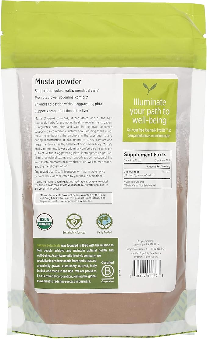 Banyan Botanicals Musta Powder 1/2 Pound