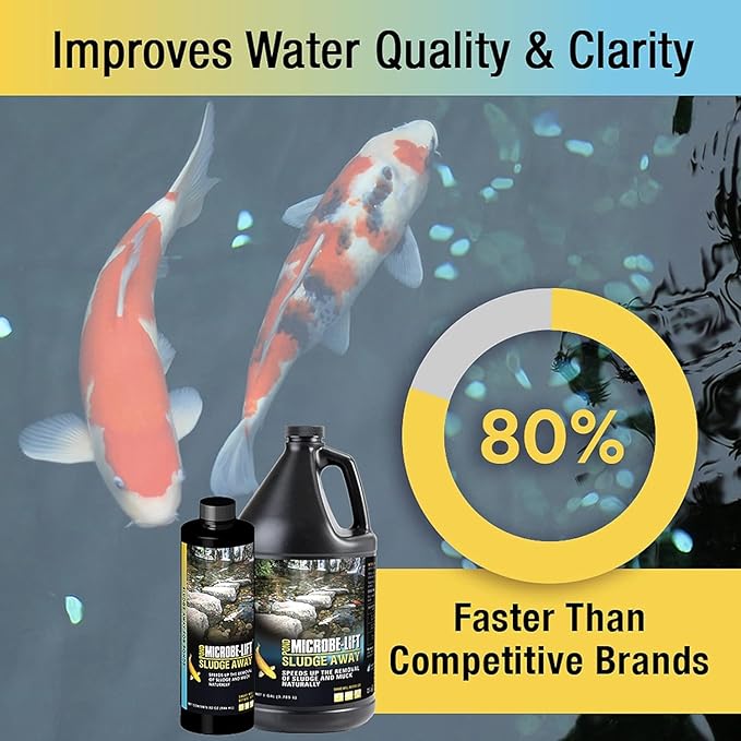 MICROBE-LIFT MLXSA5G Sludge-Away Pond and Outdoor Water Garden Sludge and Muck Remover, Safe for Live Koi Fish, Plant Life, and Decor, 5 Gallons
