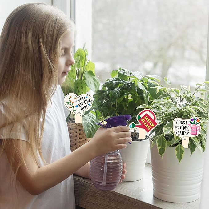 Funny Wooden Plant Labels - 15 Pack Tags for Succulents, Flowers, Greenery; Waterproof, Outdoor Garden Plant Markers; Perfect Gifts for Plant Lovers
