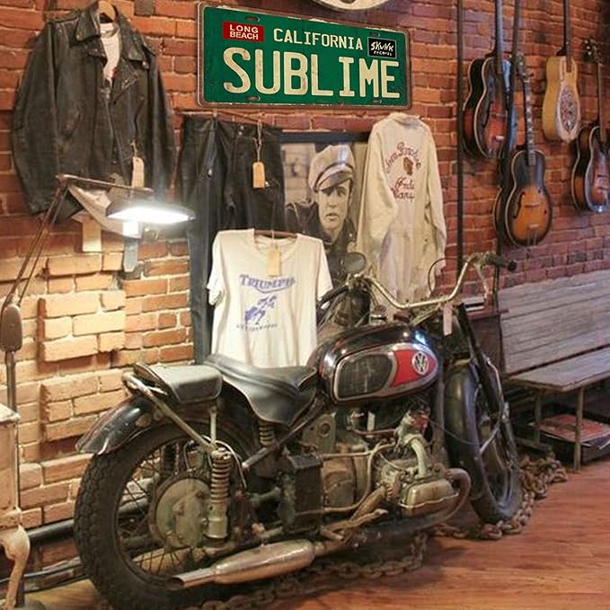 Vintage Metal Tin Sign Long Beach California Sublime Poster Grunge Hippie Room Decor Rock Band Posters Sublime Tapestry Funny Street Signs For Bedroom Wall Aesthetic 90s Bathroom Sign 12 X 6 Inch