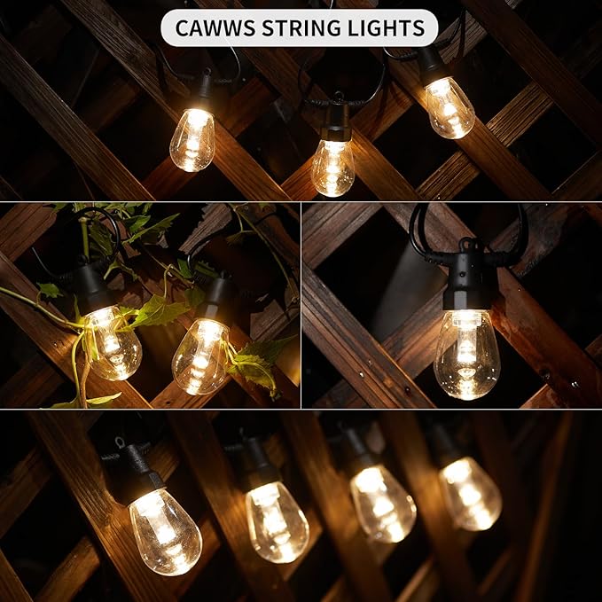 LED Outdoor String Lights 50FT,Patio Lights with 20 Dimmable Bulbs,IP66 Waterproof Shatterproof, with Remote Control,2700k Outside Hanging Lights for Backyard Porch Garden Decoration