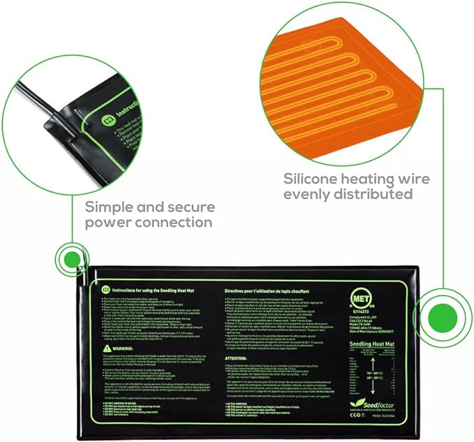 MET Certified 12 Pack Seedling Heat Mat, Seedfactor Waterproof Durable Germination Station Heat Mat, Warm Hydroponic Heating Pad for Indoor Home Gardening Seed Starter