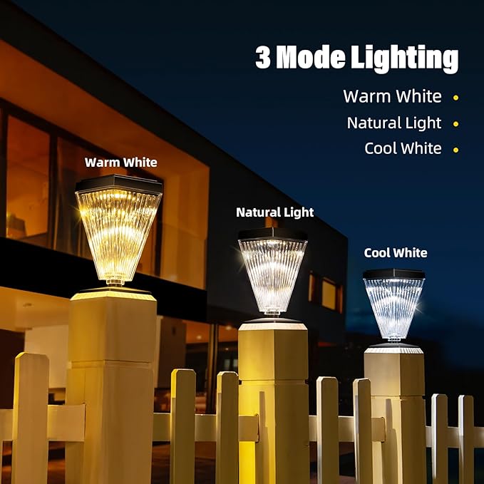 Solar Post Cap Lights 8 Pack Outdoor Waterproof Solar Fence Post Lights Sun Powered Pillar Lights Garden Decorative Yard Patio Walkway Pathway Lights