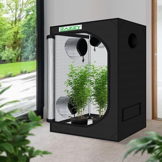 zazzy Indoor Grow Tent, 36"x60"x78" Mylar Hydroponic Plant Growing Tent with Observation Window and Waterproof Floor Tray for Plants Indoor