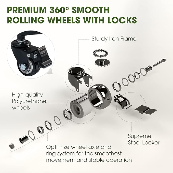 IDZO Upgraded Large Plant Pots Planter Caddies Round Square Metal Plant Caddy for Large Garden Pots, 12 Inch, Black