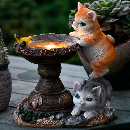 Cat Garden Figurines Outdoor Decor Solar Statue with LED Lights for Patio Lawn Yard Art Decoration Housewarming Garden Gift