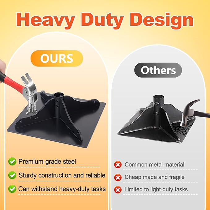 Heavy-Duty Steel Tamper, 10x10 Inches Hand Soil Tamper Garden Landscaping Tool for Ground & Gravel Leveling Dirt Compactor - Ergonomic Tamper Design, 48 Inches Total