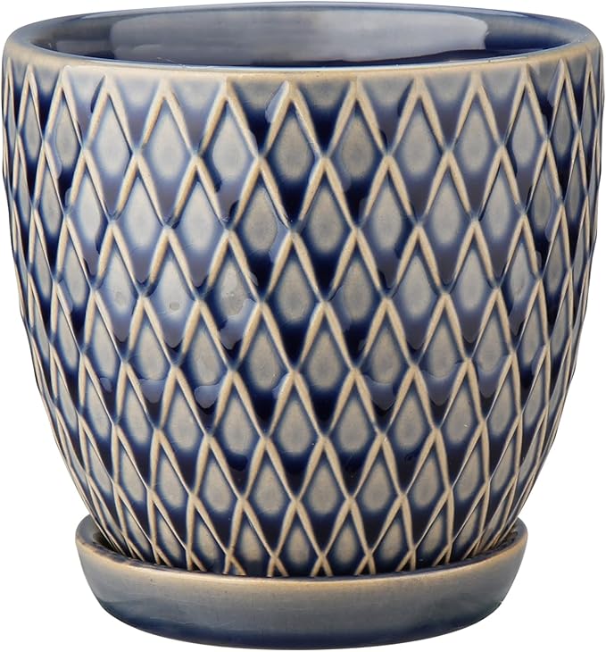 Oairse 4 inches Ceramic Planter Pots 3 Set of Small Round Flower Pots with Drainage Hole and Ceramic Tray for Succulents Cactus Indoor Outdoor Garden Home Windowsill