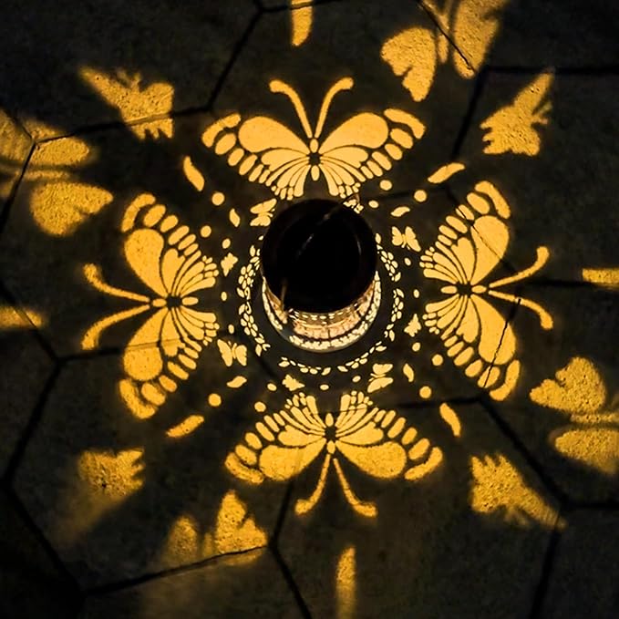 Solar Lanterns Outdoor Waterproof Butterfly Garden Decor Lantern Birthday Gifts for Women Mom Grandma, Hanging Lights Metal Decoration Outside for Yard, Patio, Backyard, Porch