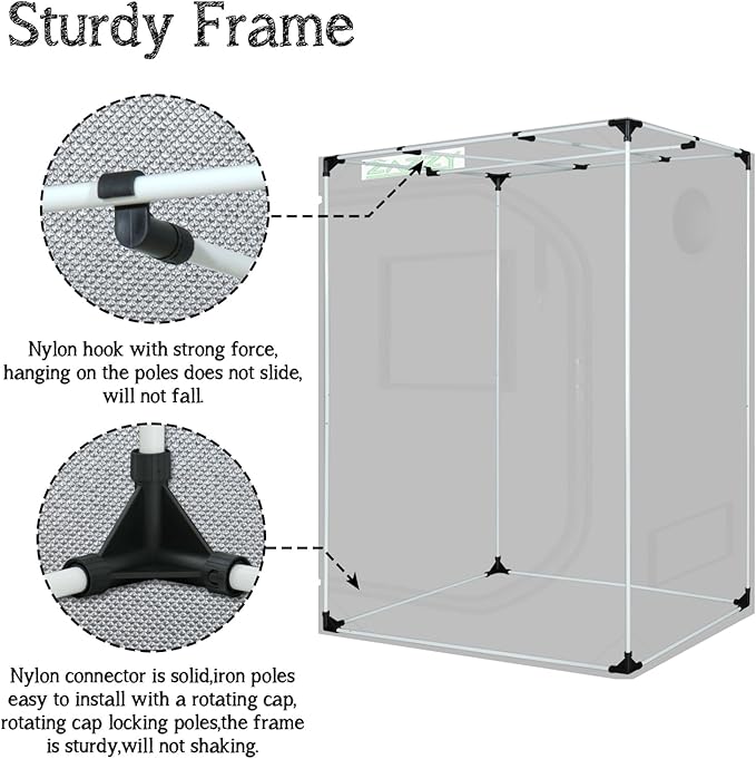 zazzy Indoor Grow Tent, 36"x60"x78" Mylar Hydroponic Plant Growing Tent with Observation Window and Waterproof Floor Tray for Plants Indoor