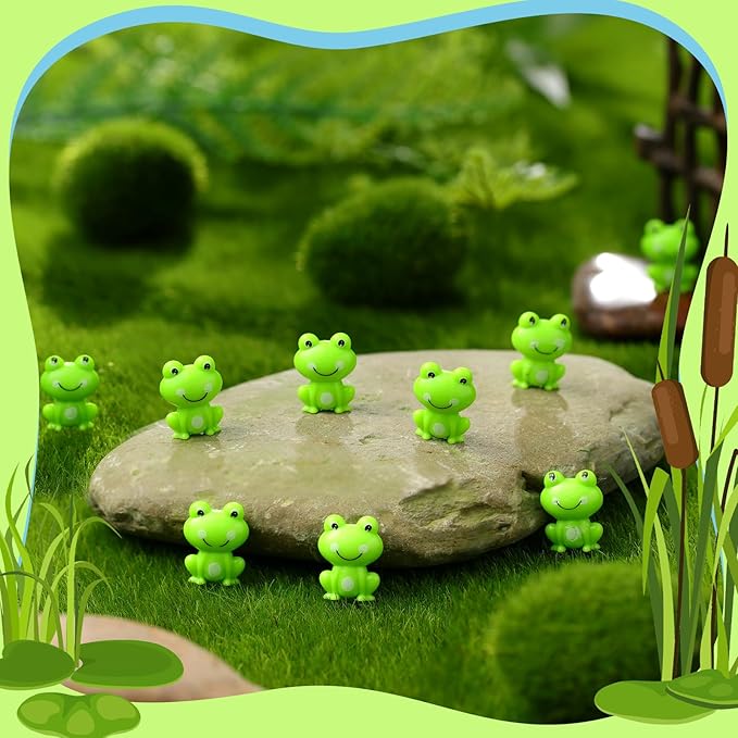 200 Pcs Mini Frog Garden Decor Green Frog Figurines Tiny Frogs Bulk Plastic Frogs Little Frogs for Fairy Moss Landscape DIY Craft Accessories Home Ornament Dollhouse (Classic Style)