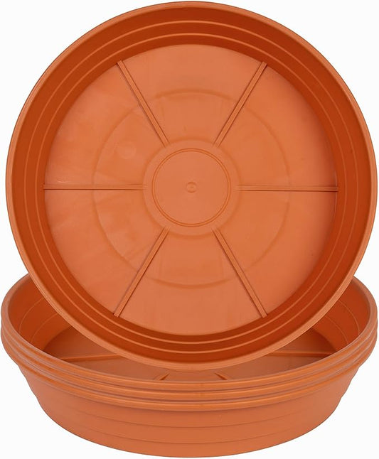 Plant Saucer 8 Inch 4 Pack 6 8 10 12 14 16 18 20 25, Plastic Plant Trays for Pots，Extra-Deep Plant Water Dray Tray, Bird Bath Bowl, Heavy Flower Plant saucers Indoors and Outdoor No Holes 8in-4 red
