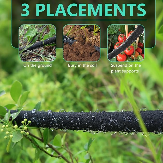 1/2’’ Soaker Hose for Garden 25 Ft, Soaker Hoses 25 ft for Garden Beds, Heavy Duty Garden Soaker Hose 25 Ft, Drip Garden Watering Hose Irrigation System (25 feet)