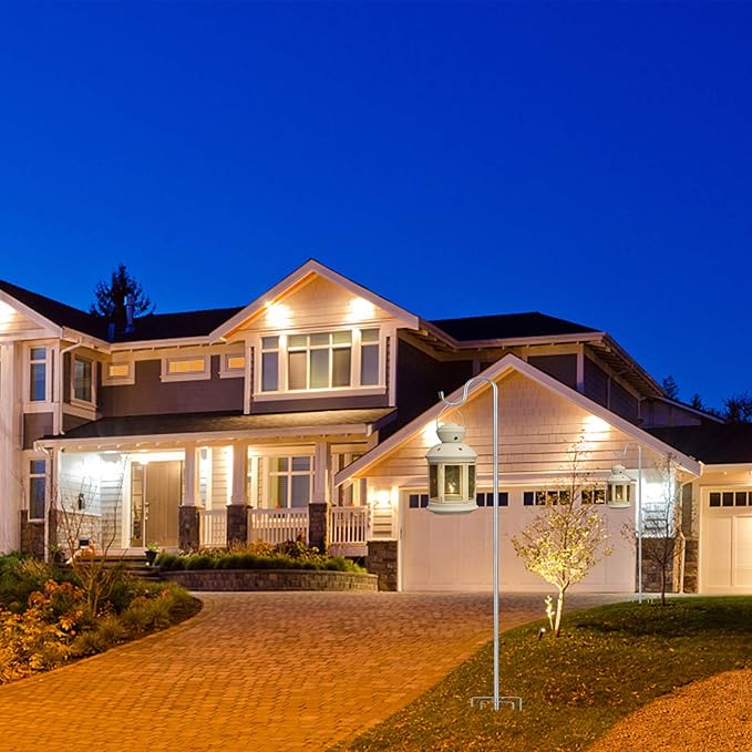 Shepherds Hook for Outdoor, 46 Inch Tall & 5/8 Inch Diameter Stainless Steel Heavy Duty Poles to Hang Outdoor Lights with 5 Prongs Base, Suitable for Bird Feeders or Wedding Decors(1pack)