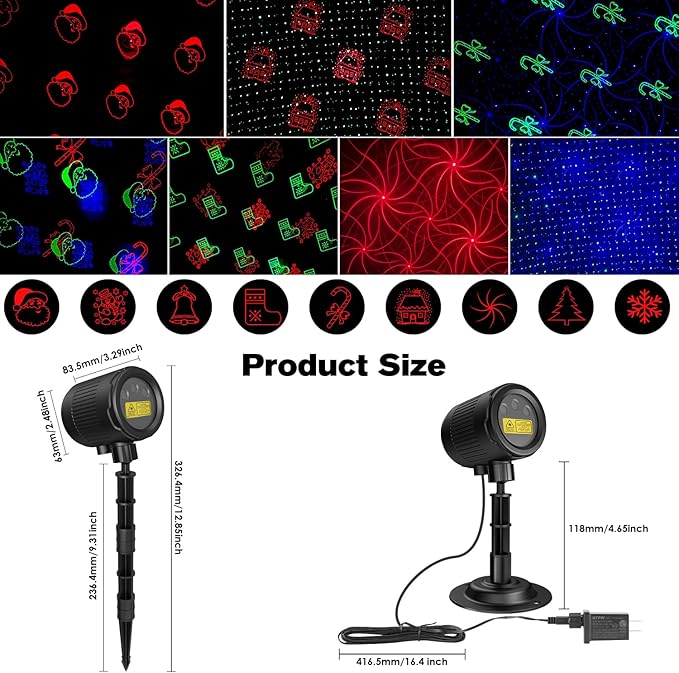 Christmas Laser Lights Outdoor, 3 Color RGB Laser Christmas Projector Lights Outdoor, Waterproof Holiday Laser Light Projector Outdoor Indoor for Home Yard Garden Decoration
