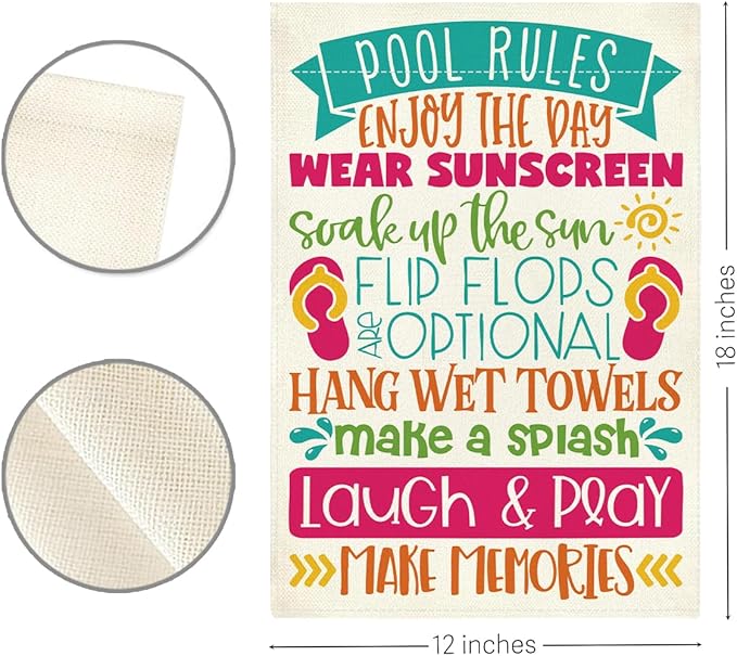 Patio Summer Clearance Pool Garden Flag Welcome to Our Patio Sign Outdoor Decorations Small Double Sided Burlap art Stained Glass Style Garden Flags 12 x 18 Inch for Outside