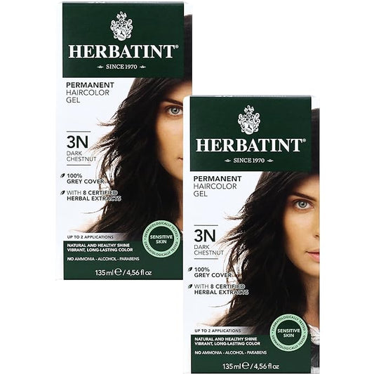 Herbatint Permanent Haircolor Gel, 3N Dark 100% Grey 4.56 oz (2 Pack)