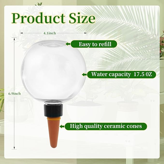 9 Pcs Self Watering Globes for Indoor & Outdoor Plants Automatic Watering Planter Insert 17.5 oz Watering Bulbs with Slow Release Control Water Dripper for Plants