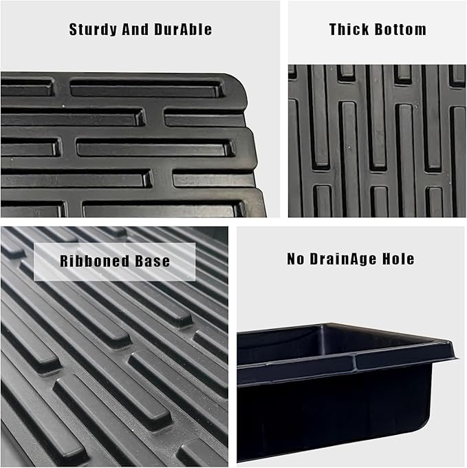 Plant Growing Nursery, Standard 1020 Trays Plastic Seeds Starter Trays Sturdy Self Seedling Tray for Microgreens Indoor Nursery Pots (10-Pack, 21.6"×11.2", 2.52" Deep, no Holes)