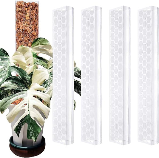 Plastic Moss Pole 4 Pcs Plant Stakes Extending to 62 Inch for Training Indoor Climbing Plants Such as Monstera to Grow Upwards-Use Plant Support Poles Work with Sphagnum Moss or Other soils
