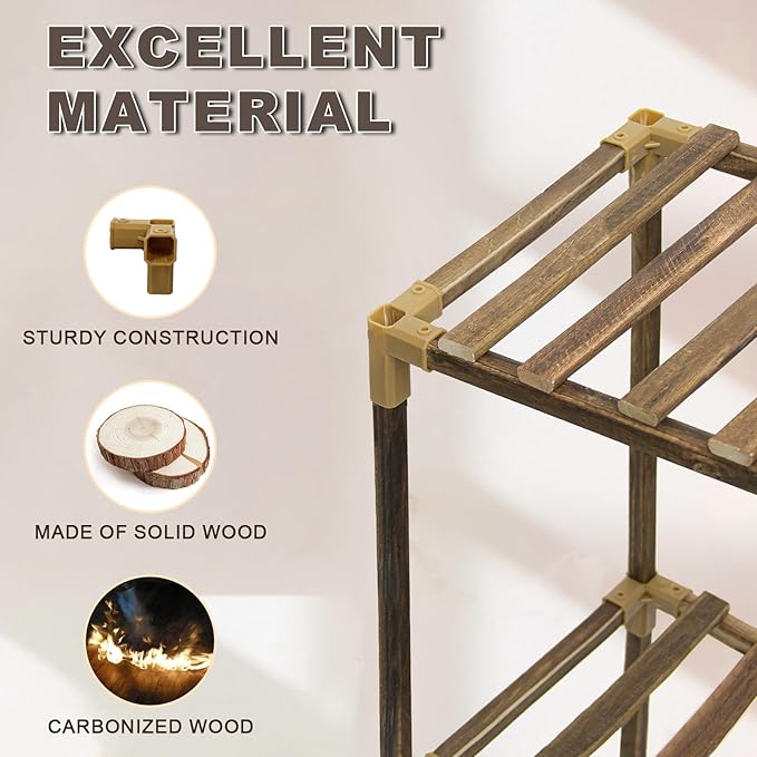 Plant Stand Indoor Outdoor, 11 Tier Large Wood Plant Stand, Garden Shelves, Flower Stand for Living Room Patio Corner