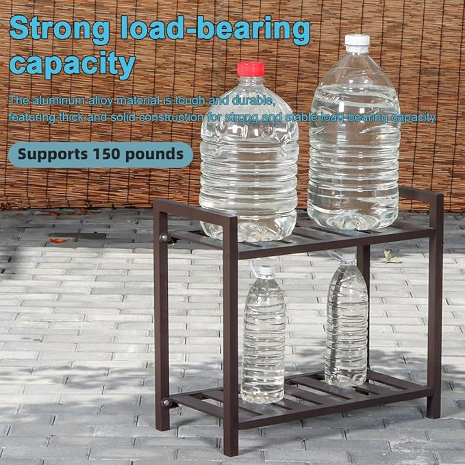 Versatile Indoor/Outdoor Plant Stand – High-Strength Aluminum with 300 LBS Load Capacity - Ideal Decor for Patios, Gardens, Living Rooms | L21.6 x W11.8 x H22 inches