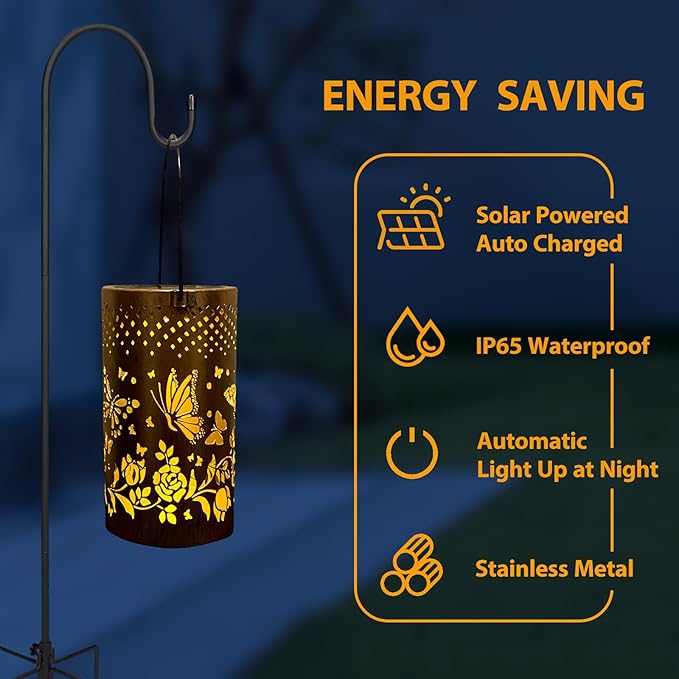 Butterfly Decorations Solar Lanterns for Outside, Gabroga Waterproof Hanging Solar Butter Fly Lights, Butterflies Gift for Women, Butterfly Outdoor Decor Lamp for Garden Patio Yard Table Pathway