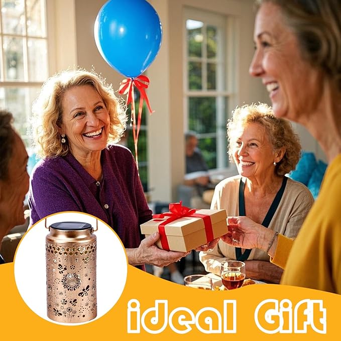 Bee Solar Lanterns Outdoor Waterproof, Metal Hanging Lights Decorations for Garden Yard Lawn Patio, Unique Bee Gifts for Women Mom Grandma Aunt Mother in Law Christmas