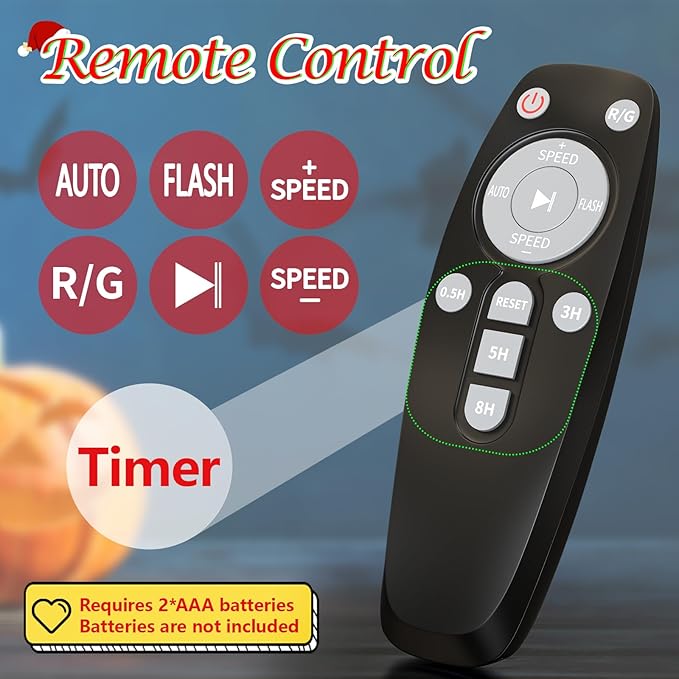 Christmas Projector Lights Outdoor, Firefly Show Decorations, Red and Green Stars Holiday Lights, Waterproof Remote Timer, Garden Indoor Wedding Home Party Gift