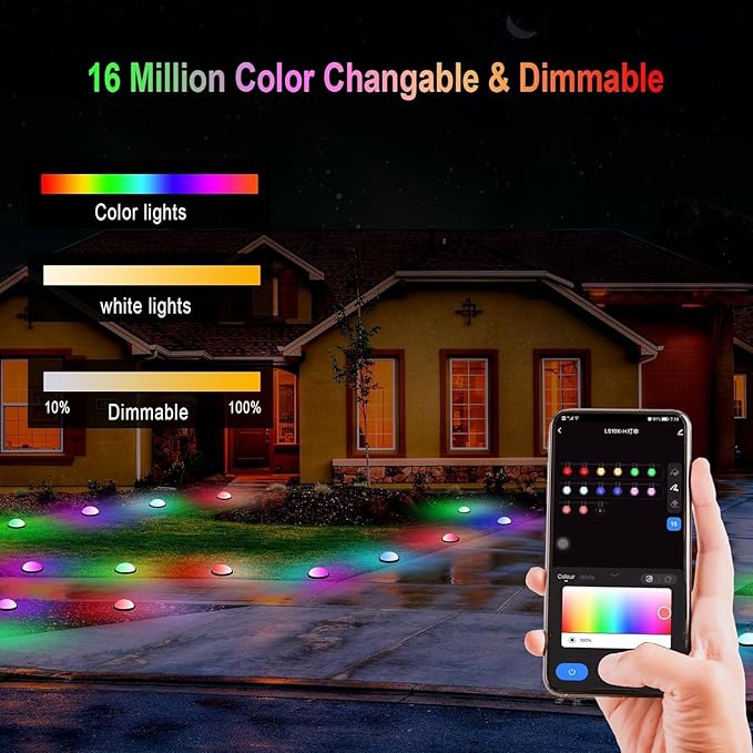 Outdoor Smart Ground Lights - 33FT 20Pack Pathway Light with Remote & App Control, Color Changing Walkway Lighting Compatible with Alexa Halloween Christmas Outdoor Decor for Patio, Garden, Yard