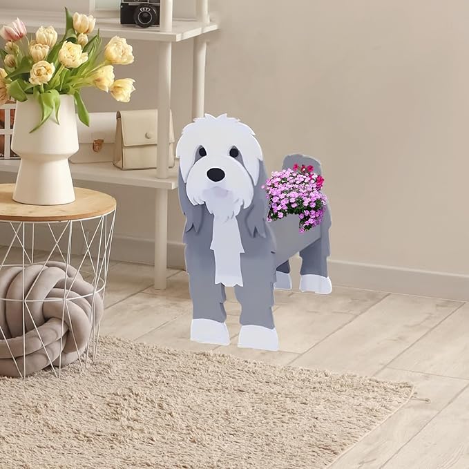 Baba Collie Dog Planter Plant Pots,Cute Garden Dog Flower Planter,Dog Planters Birthday Gifts for Women,Office,Indoor/Outdoor Decor（9.45in*5.98 * 13.54in）