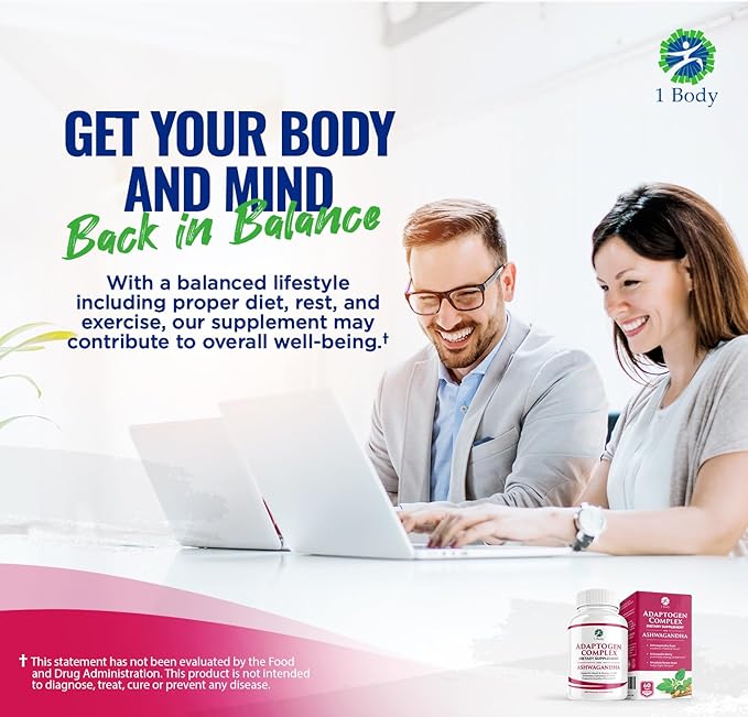 1 Body Ashwagandha Complex Supplement 120 Vegan