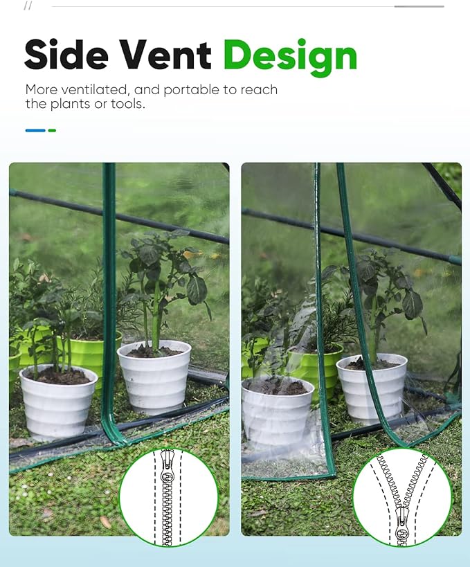 Quictent Portable Mini Cloche Greenhouse w/ Elevated Bottom, Reinforced High Light Transmission Waterproof UV-Resistant Hot House for Indoor Outdoor, w/ 50 T-Shaped Plant Tag, 95" x 36" x 36" (Clear)