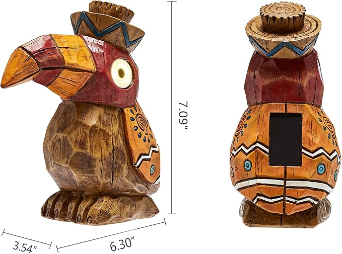 Solar Tiki Statue-WoodWoodpecker Bird-Garden Hawaiian - Solar Outdoor Light Garden Sculptures & Statues Totem Pole Bar Outdoor Patio Pool Yard Summer Decorations